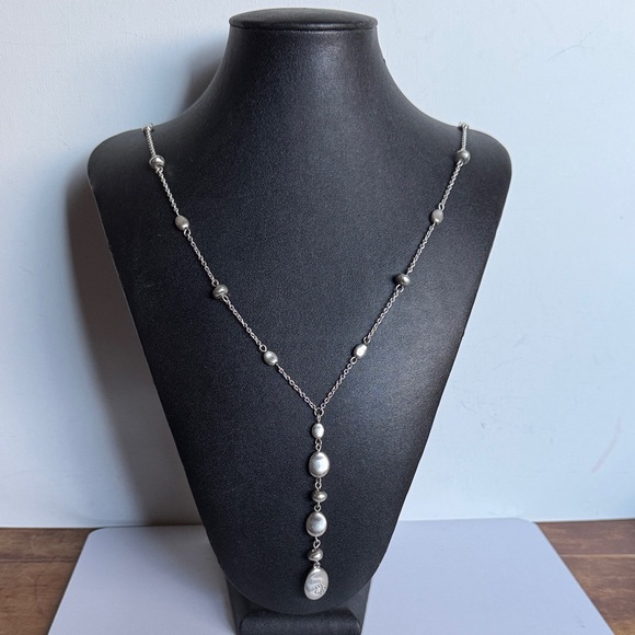 Silver Tone Bella Uno Drop “Y”Style Necklace - Picture 2 of 12
